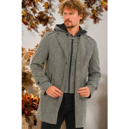 Dewberry PLT8401 MEN'S COAT-LIGHT DIAGONAL GREY