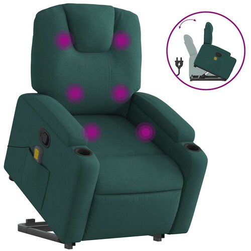 Maison Chic masažni naslanjač - Relax naslanjač s funkcijo vstajanja temno zeleno blago, (22061690) Cene
