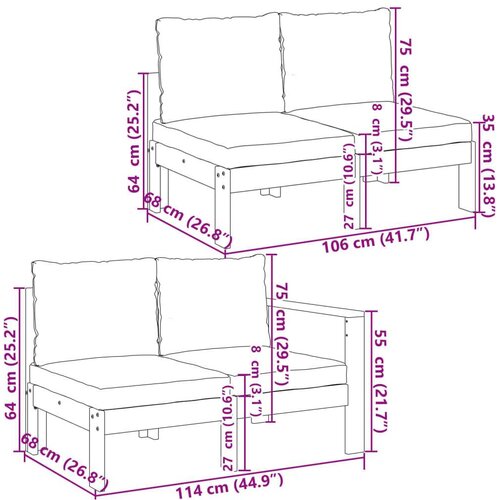 VidaXL 10-dijelna set vrtnih sofa s jastucima masivno bagremovo drvo Slike