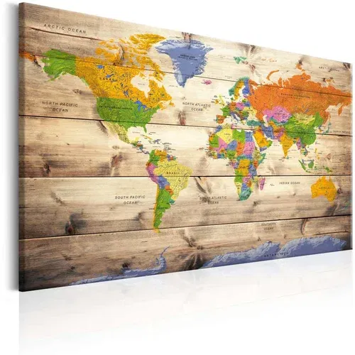  Slika - Map on wood: Colourful Travels 60x40