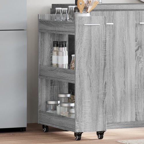 vidaXL Omarica s kolesi siva sonoma 60x22x79 cm inženirski les Cene