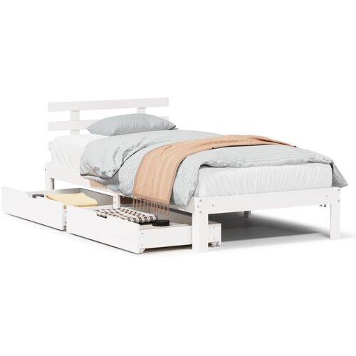 VidaXL Okvir kreveta s ladicama bez madraca bijeli 90x200 cm Slike