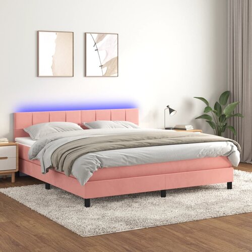  box spring s madracem LED ružičasti 160x200cm bar&scaron;unasti Cijene