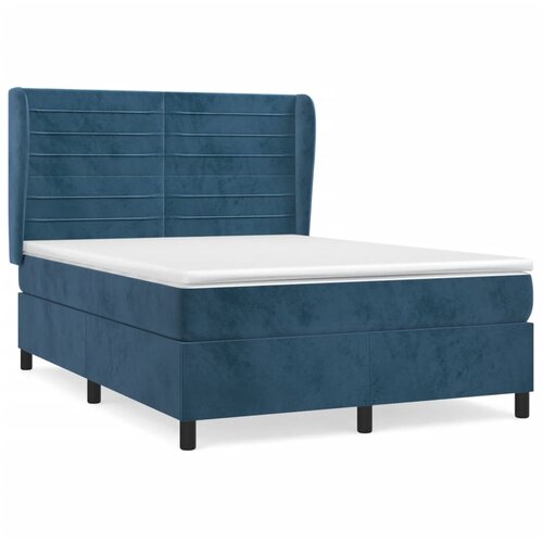  Box spring postelja z vzmetnico temno modra 140x200 cm žamet Cene