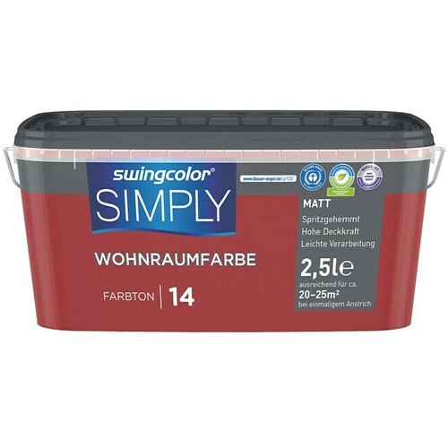 SWINGCOLOR Stenska barva SIMPLY (Rdeče barve - Št. 14, Mat, 2,5 l) Cene