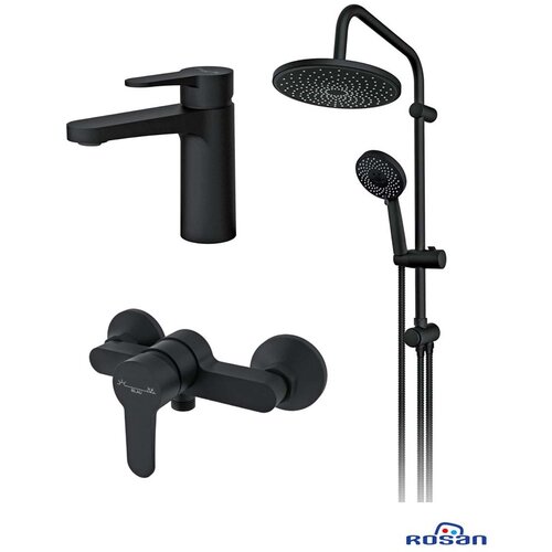 Rosan SET 1 Blau Black slavina za lavabo i tuš kadu sa usponskim tušem Slike