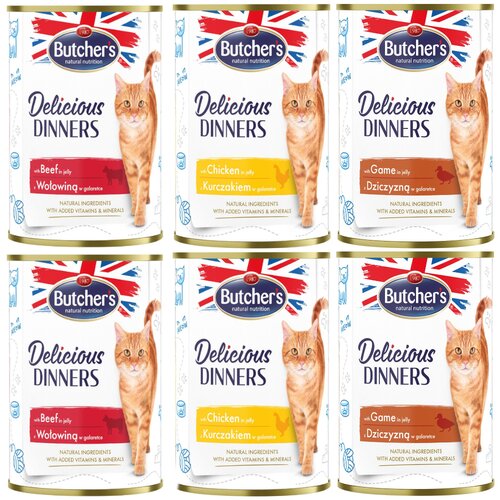  Ekonomično pakiranje Butcher's Delicious Dinners Cat 12 x 400 g - Mije&scaron;ano pakiranje (3 vrste) Cijene