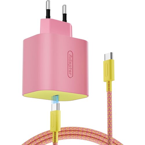 USB-C 60W napajalnik roza-rumene barve za Nintendo Switch 1 &amp;amp; 2 &amp;amp; mobilne telefone TPC Slike