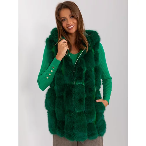 Fashion Hunters Dark green fur vest with lining