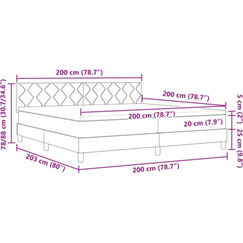  Krevet s kutijom i madracem &amp;amp;amp LED bež 200x200 cm tkanina Slike