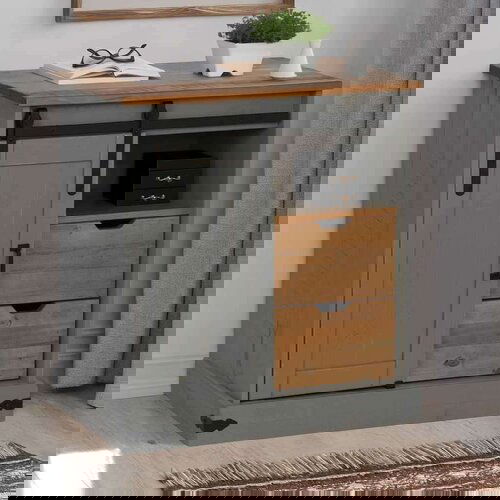 VidaXL Bivak HALDEN z drsnimi vrati sive barve 80x40x80 cm masivni les Slike