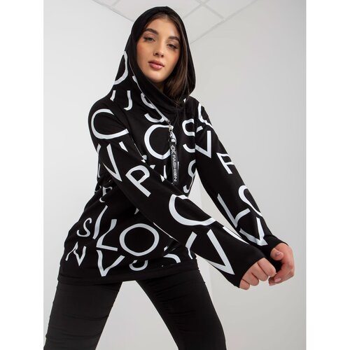 Fashion Hunters Women's black plus size hoodie with lettering Slike