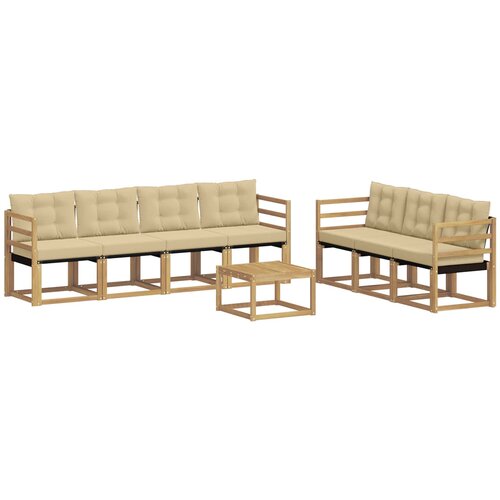 vidaXL Zunanja garnitura za sedenje z blazino 8 pcs Bela in bež, (5000280758) Cene