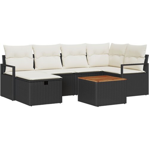 vidaXL Set vrtnih zof z blazinami, črn poli ratan, 2-sedežna vrtna sofa z blazinami, črn poli ratan Cene