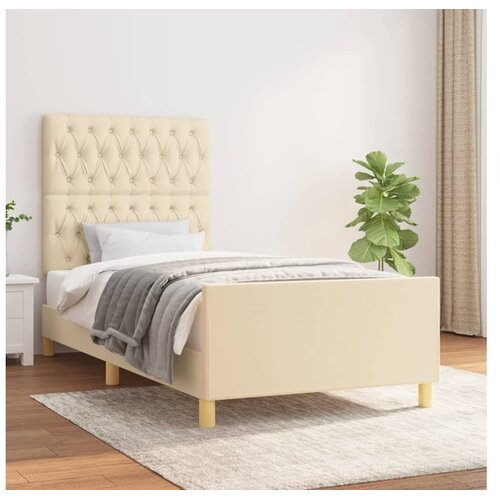  Okvir za krevet s uzglavljem krem 90x200 cm od tkanine Cijene
