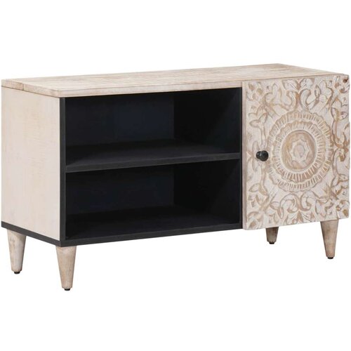 TV ormar s pohranom Bijelo 80 x 31 5 x 46 cm Čvrsto drvo manga - Bijelo Cijene