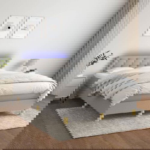 The Living Store Box spring postelja z vzmetnico LED sv. siva 120x200 cm blago - Box Spring Postelja, (21516853) Slike