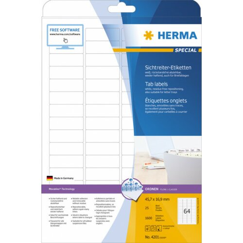 Herma etikete 45X16,9 za viseće fascikle A4/64 1/25 remo ( 02H4201 ) Cene