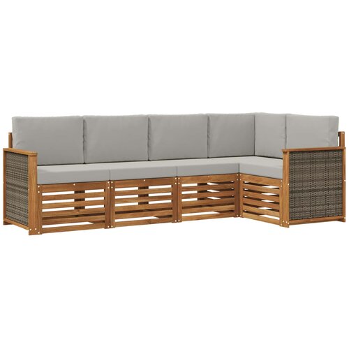 vidaXL Kotna sedežna garnitura z blazino 4 pcs Naravna in svetlo siva, (5000283610) Cene