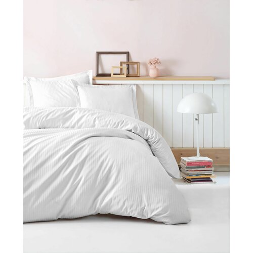 Cotton Box posteljina cb elegant stripe saten - beyaz Slike