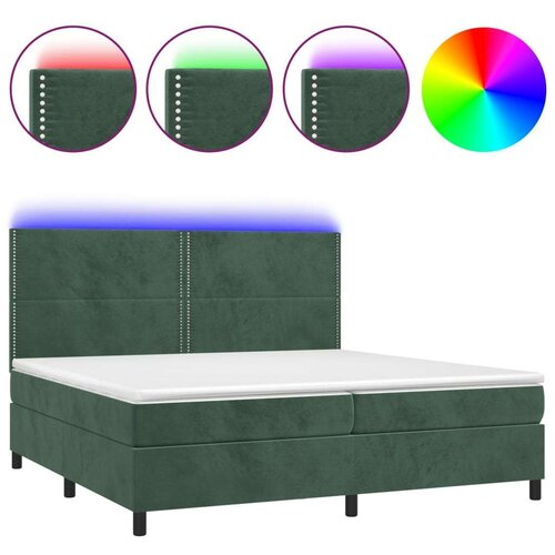  Box spring s madracem LED tamnozeleni 200x200 cm bar&amp;scaron;un Slike