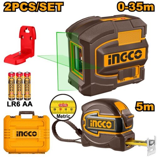 Ingco HLL680081-1 MERNI SET (SAMONIVEL LASER 0-35M + METAR 5M) SUPER Cene