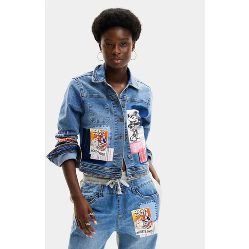 Desigual Jeans jakna MICKEY Walter 24SWED40 Modra Regular Fit