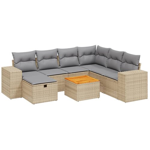  8-dijelni set vrtnih sofa s jastucima bež od poliratana Slike