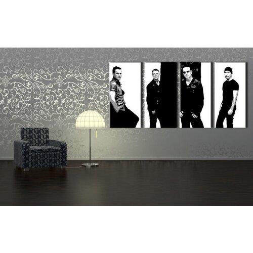  Ročno izdelana slika POP Art U2 in Black 4-delna (POP ART) Slike
