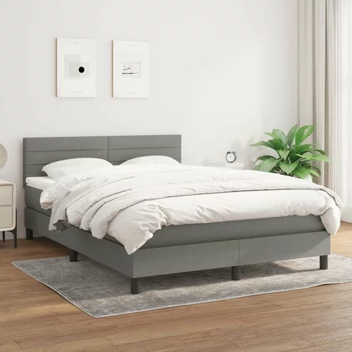  Box spring posteljni z vzmetnico temno siv 140x190 cm blago, (20790959)