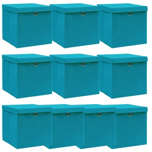  Škatle za shranjevanje s pokrovi x 10 baby modre 32x32x32 cm
