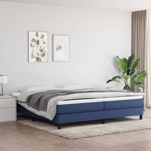  Okvir za krevet s oprugom plavi 200x200 cm od tkanine Slike