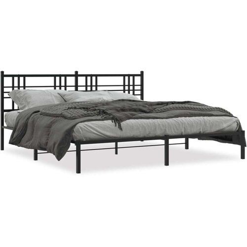 Metalni okvir za krevet s uzglavljem crni 200x200 cm Slike