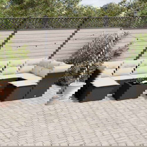  10-dijelni set vrtnih sofa s jastucima crni od poliratana Cijene