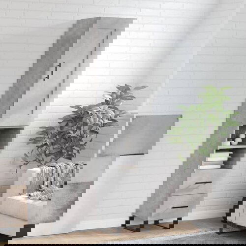 vidaXL Visoka omara betonsko siva 34,5x34x180 cm inženirski les Cene