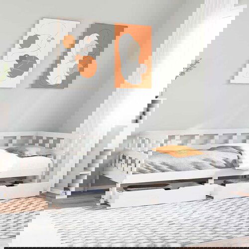 vidaXL Dnevna postelja s predali bela 80x200cm trdna borovina Cene