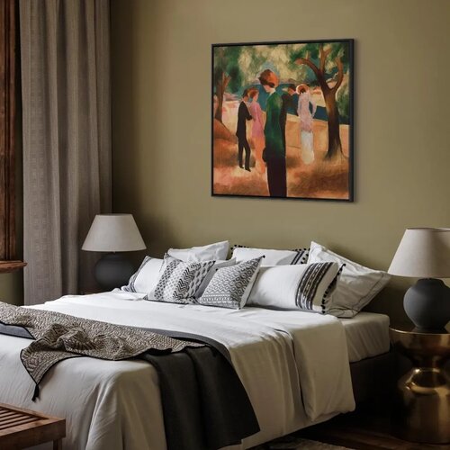  Slika - August Macke &amp;ndash; Lady in Green Jacket 40x40 U crnom drvenom okviru Slike