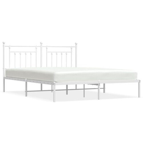 VidaXL Kovinski posteljni okvir z vzglavjem bel 160x200 cm, (20788272) Slike