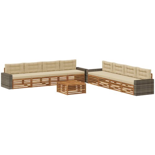vidaXL Zunanja garnitura za sedenje 9 pcs Naravna in bež Poliester, (5000281151) Cene
