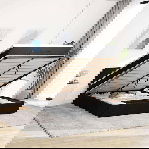  Otomanski krevet s madracem crni 140x190cm baršunasti Cene