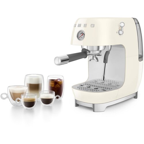 Smeg ECF03CREU Aparat za kavu s ruckom, krem boje, 50-ih godina. Slike