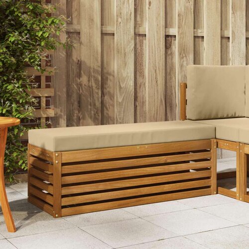  Vanjska stolica klupa s jastukom Prirodna 115 x 43 x 37 cm - Prirodno i bež 115 cm Zatvoren prostor za noge Cene