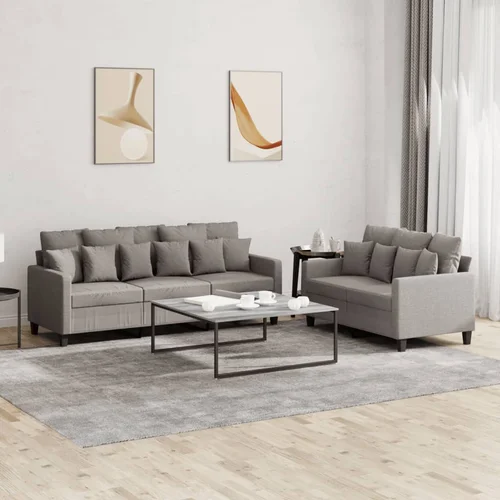 vidaXL 2-dijelni set sofa s jastucima smeđesivi od tkanine