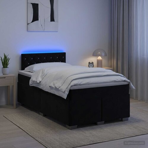  s box springom, madracem i LED-om Crna 120 x 200 cm Slike