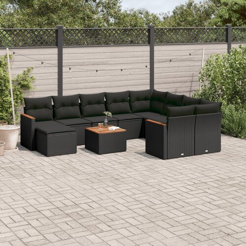  11-dijelni set vrtnih sofa od poliratana s jastucima crni Cijene