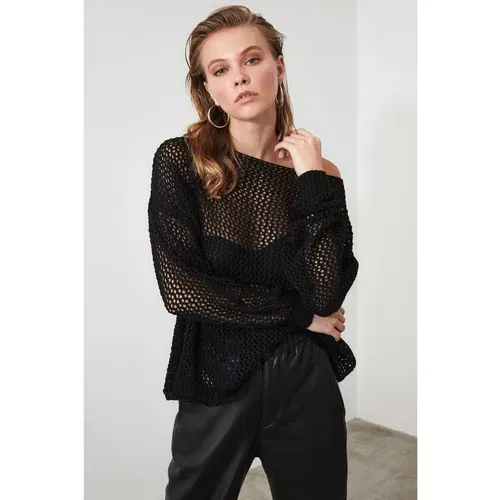 Trendyol Black Openwork Knitwear Sweater