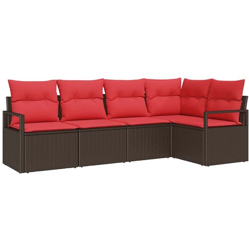  Sjedeća garnitura za vrt 5 kom. Smeđa i crvena poliratan 232 x 122 x 85 cm Slike