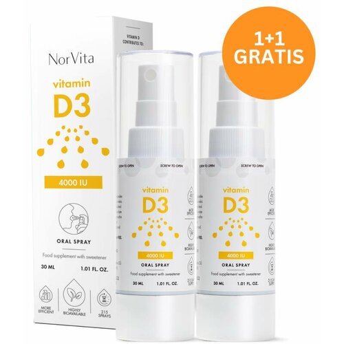 NorVita vitamin D3 oralni sprej 4000 iu, 30 ml 1+1 gratis Slike