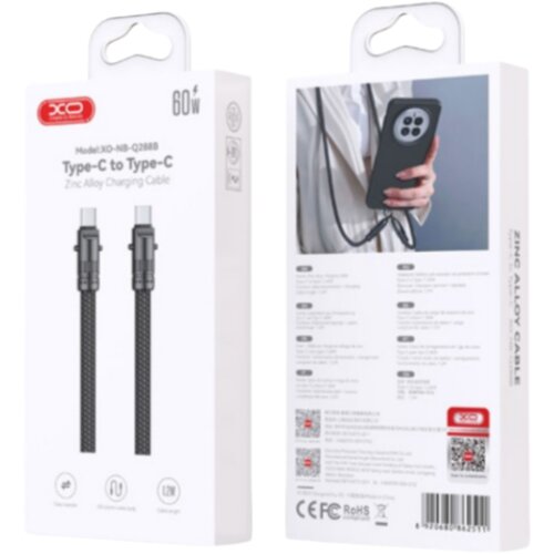  USB kabal XO NBQ288B Type C &ndash; Type C 60W Lanyard-uzica Black Cijene