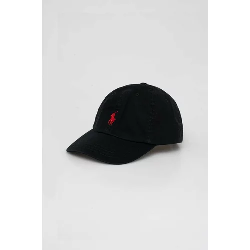 Polo Ralph Lauren Bombažna bejzbolska kapa črna barva